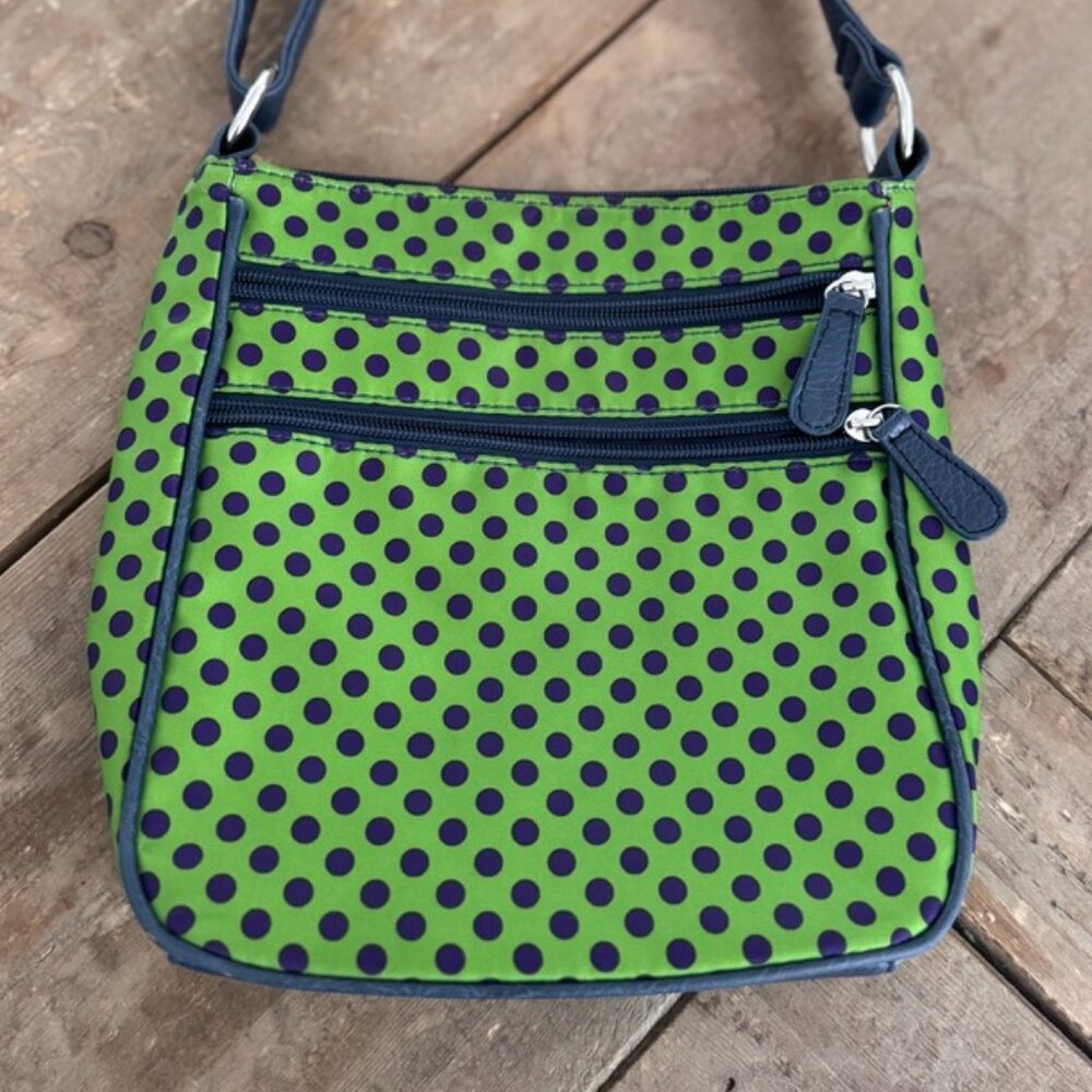 Bueno - Polka-Dot Cross Body Bag - Green/ Navy